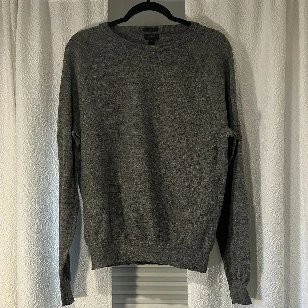 J. Crew Men's Gray 100% Cotton Crewneck Sweater